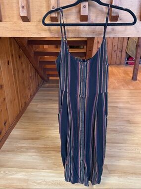 RVCA Size Small S Striped Button-Front Spaghetti Strap Dress